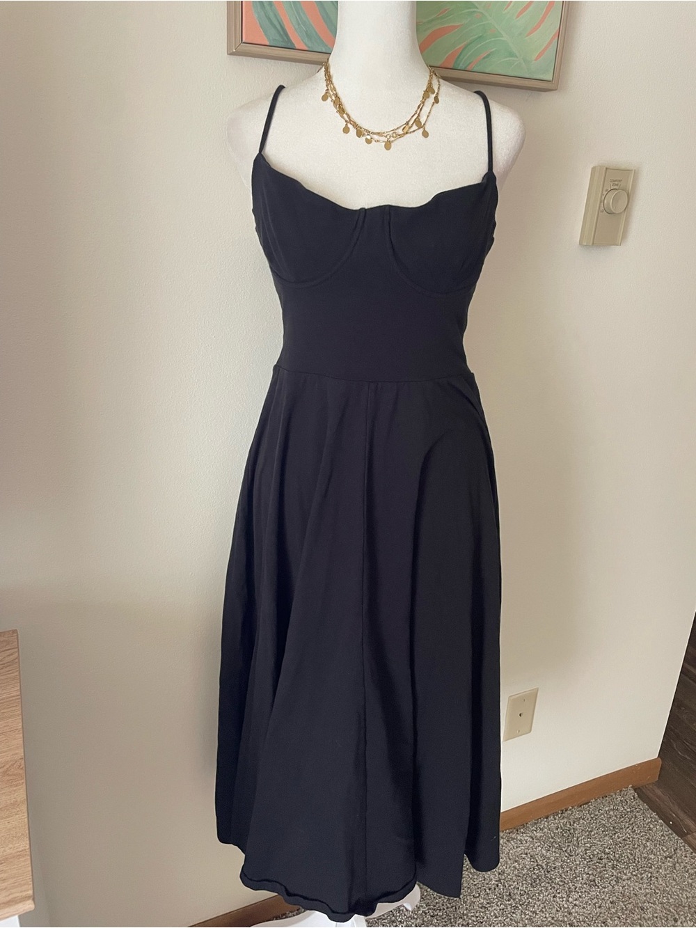 Reformation Serene Knit Organic Cotton Blend Midi Dress in Black Size Medium - Picture 2 of 7
